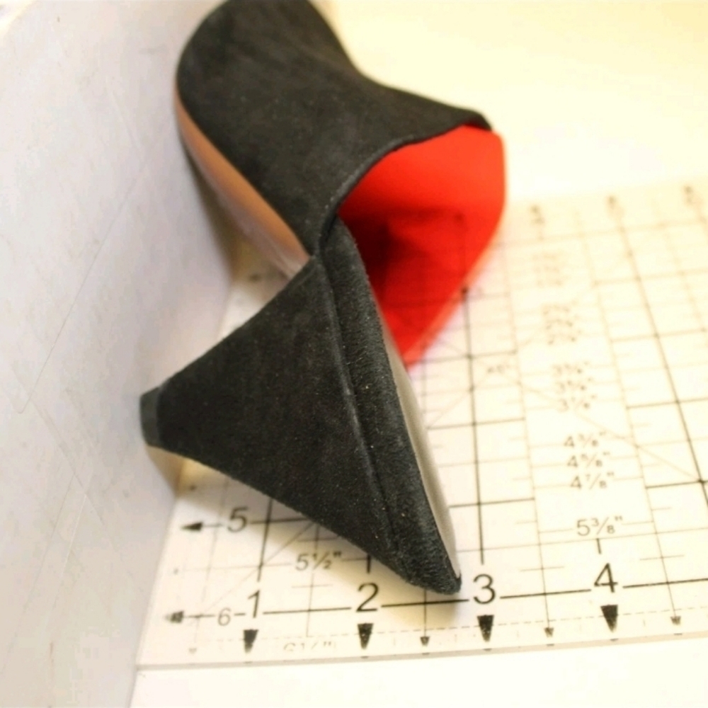 NEOUS GORGEOUS Italy Made Black Red Acetate Suede Mules Pumps Heels 38 8 - Picture 13 of 16